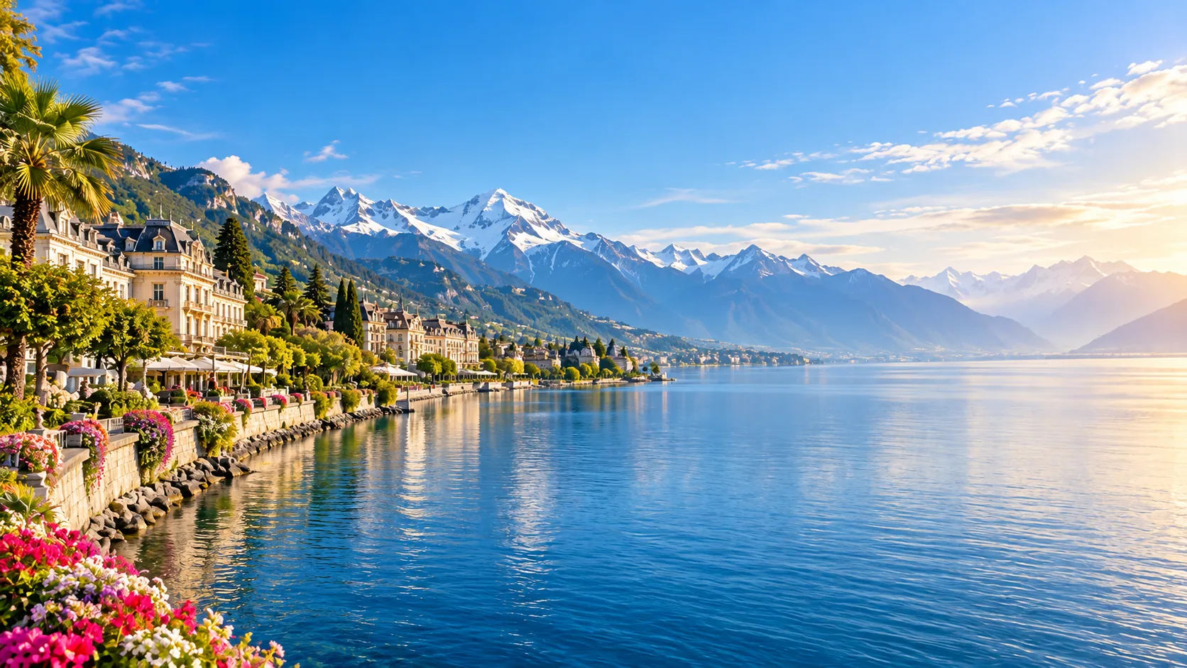 Paysage de la Riviera et des Alpes