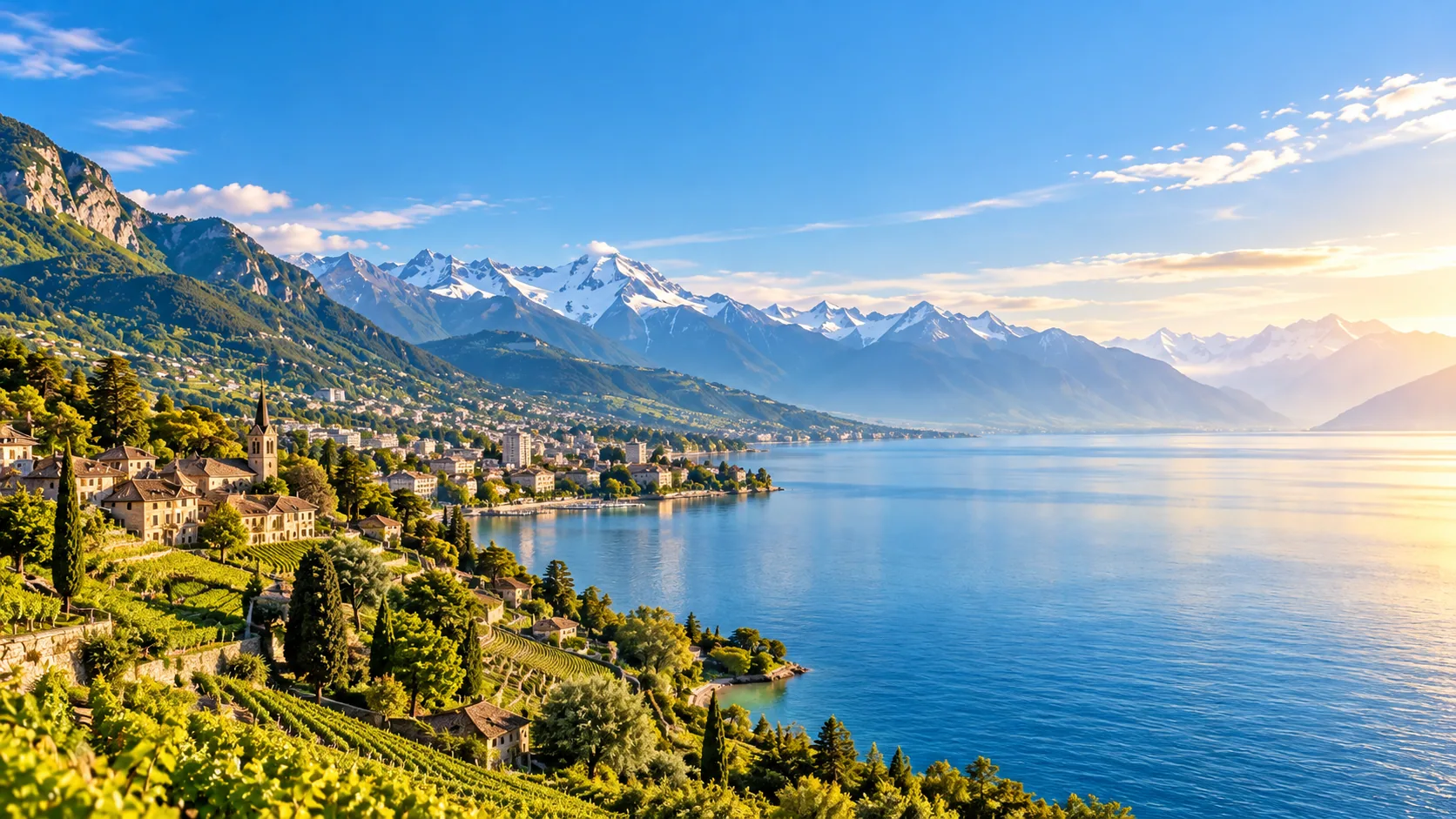 Paysage de la Riviera et des Alpes